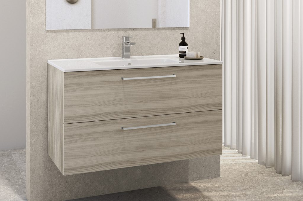 mueble bano gris madera